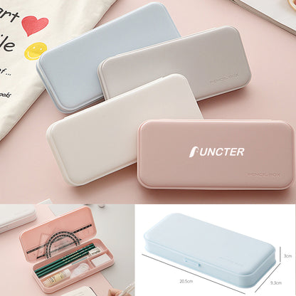 Plastic Pencil Case with Snap-Tight Lid Double Layer