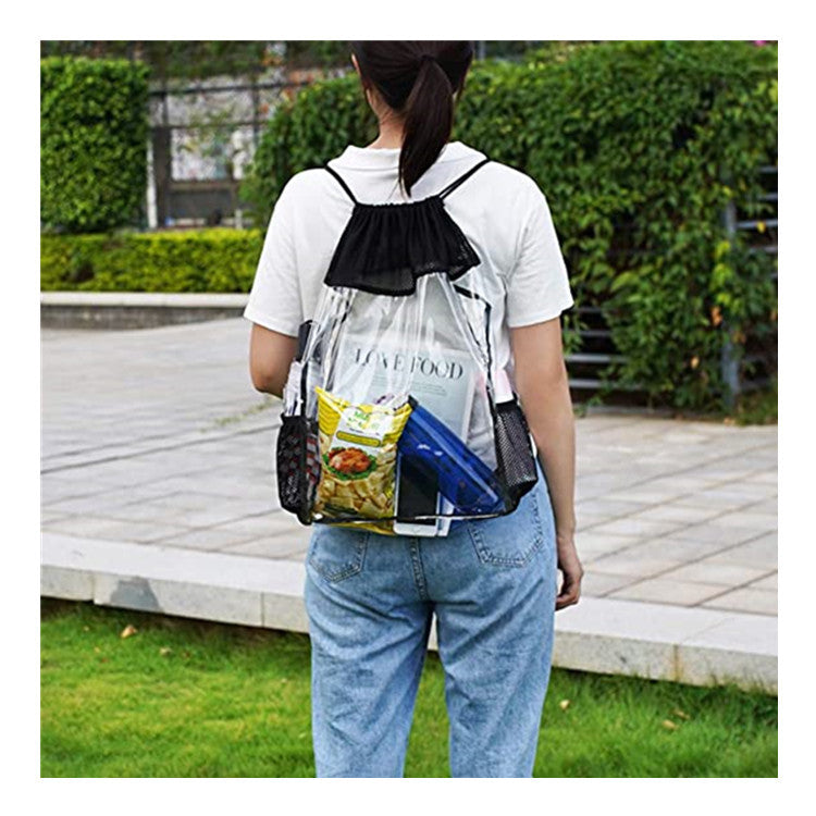 Portable Waterproof PVC Transparent Drawstring Bag Backpack