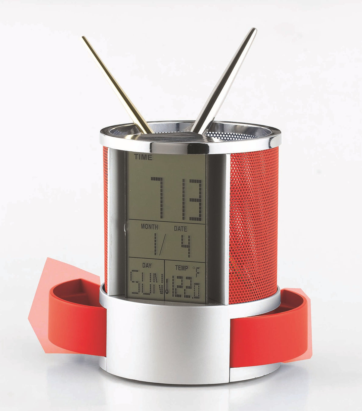 Creative Pen Holder Digital Thermometer Clock