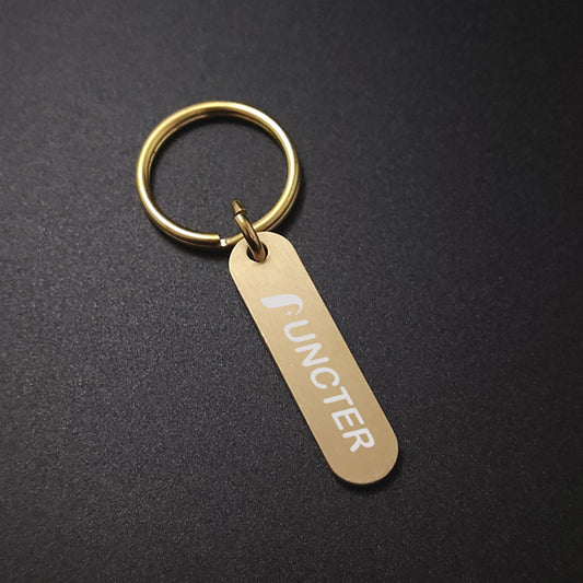 40 x 10 x 2 mm Brass Round Corner Tag Keychain