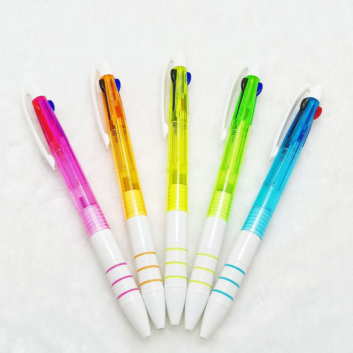 Clear Pen Barrel 4-Color Retractable Ballpoint Pen Smooth Writing
