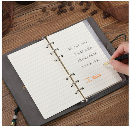 Retro A6 PU Leather Journal Daily Notebook With Clear Card Slots And Zippered Bag