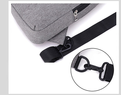 Men's Oxford Sling Bag Chest Shoulder Backpack Crossbody Bag W/USB Charging Port