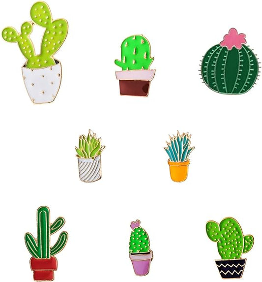 Custom Cactus Shaped Cute Enamel Lapel Pins Brooch Pin Badge W/Butterfly Clutch Tie Tack
