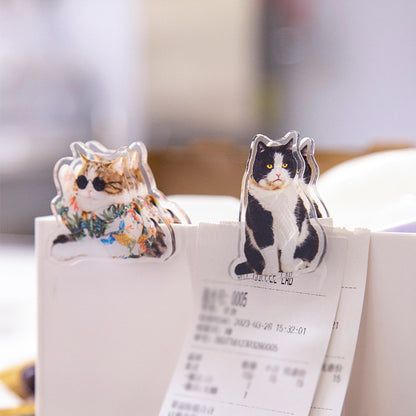 Cute Cat Shaped Acrylic Album Memo Clip Bag Binder Sealing Clip Food Bag Clamp-Two Sides Imprint