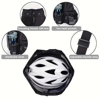 19 x 12" Drawstring Backpack with Mesh Side Pockets, Large Capacity Sports Bags Gym Backpack