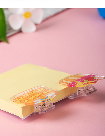 Cake Shaped Acrylic Album Memo Clip Bag Binder Sealing Clip Food Bag Clamp-Two Sides Imprint
