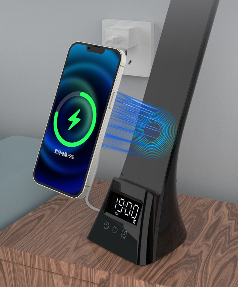 Time Display Dimmable Desk Lamp Wireless Charger Foldable Night Light For Home Office