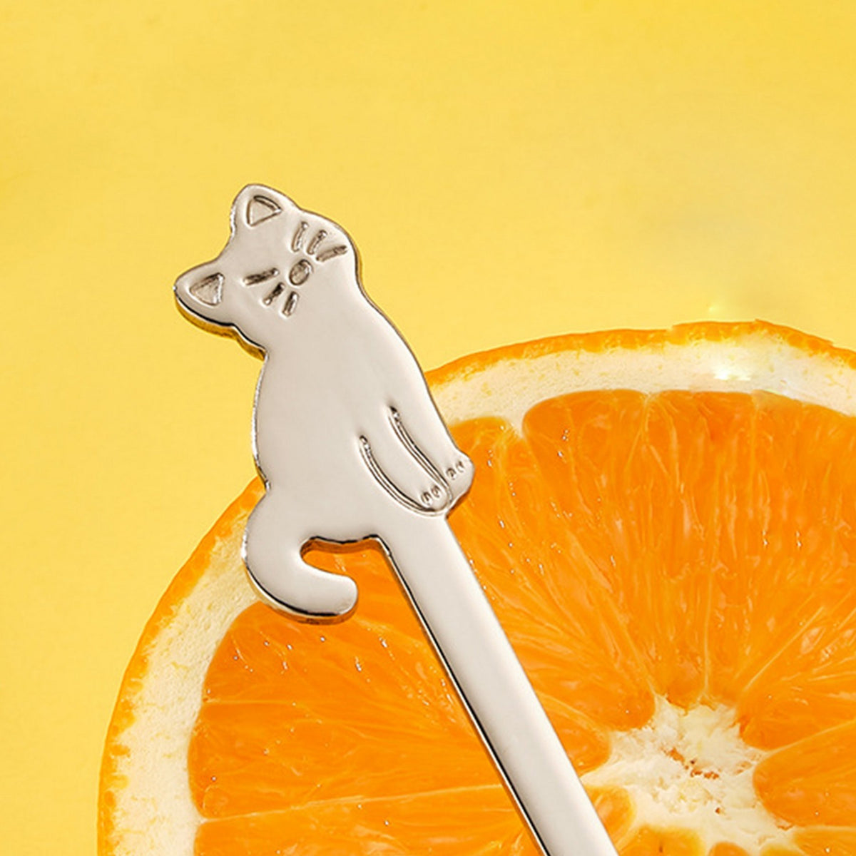 5.7" L 304 Stainless Steel Cute Cat Dessert Spoon Coffee Spoon