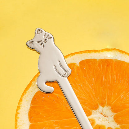 5.7" L 304 Stainless Steel Cute Cat Dessert Spoon Coffee Spoon