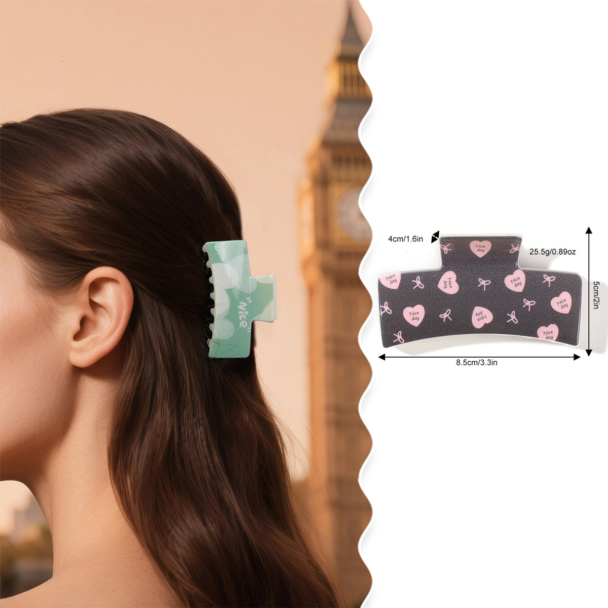 Full color printing Square Hair Claw Clip