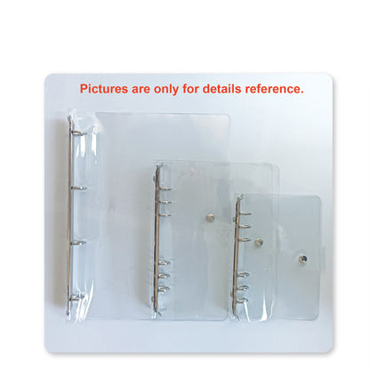 A6 Clear Soft PVC Round Ring Binders, 6-Ring Binder Cover with Snap Button Closure