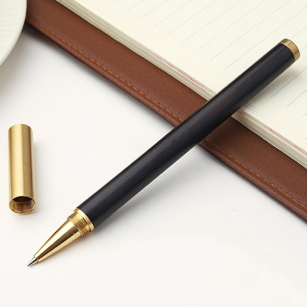 Luxury Wooden Pen with Pen Cap Wooden Pen Business Journaling Black Ink Pen