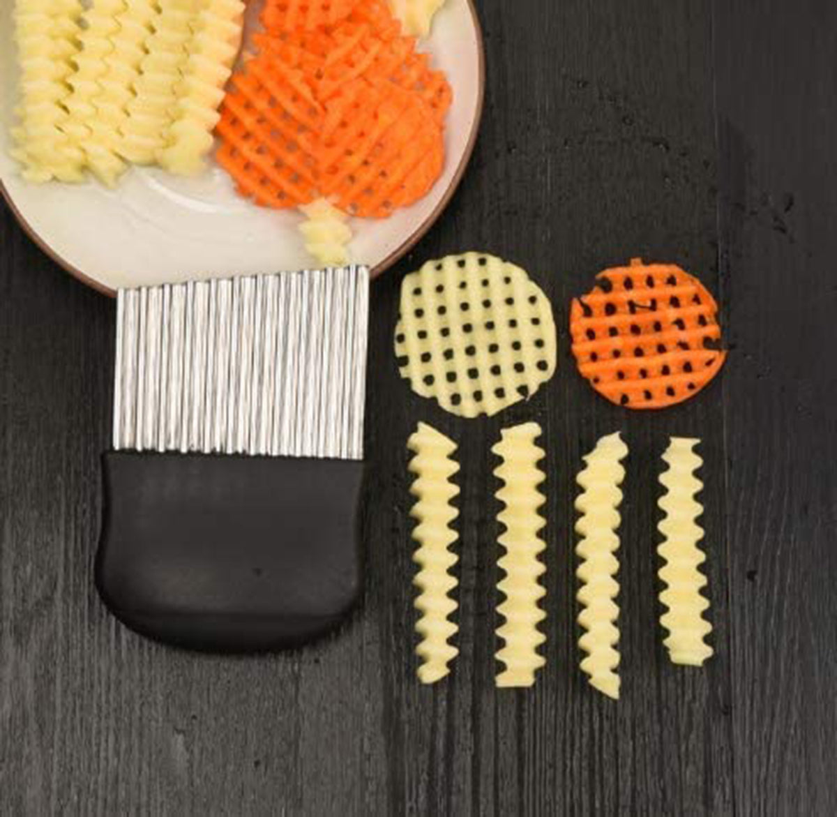 Large Crinkle Cutter Potato Knife Cutter French Fry Slicer Potato Cutter Fruit Vegetable Chopper