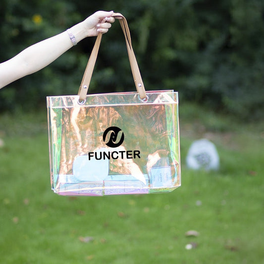 Iridescent Hologram Clear PVC Tote Bag