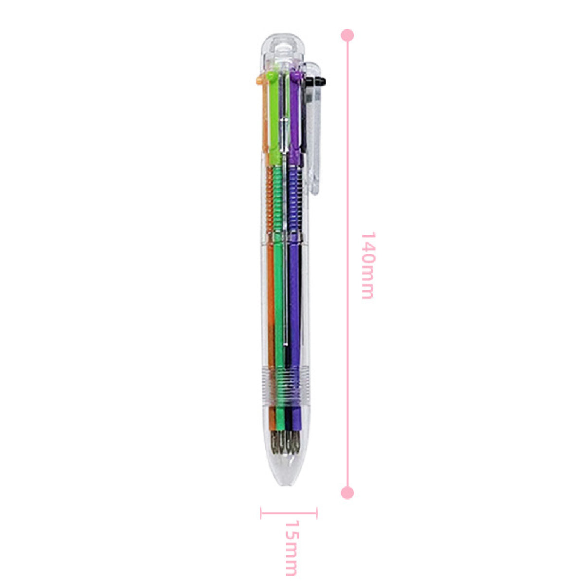 6-Color Transparent Pen Barrel Click Pen Original Retractable Ballpoint Pen