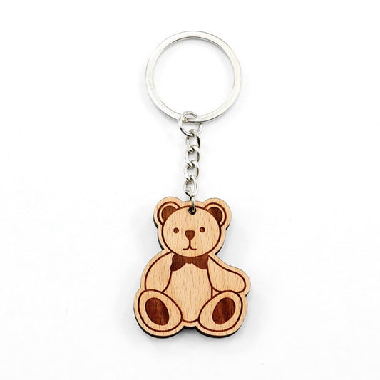 Bear Shape Wooden Keychain