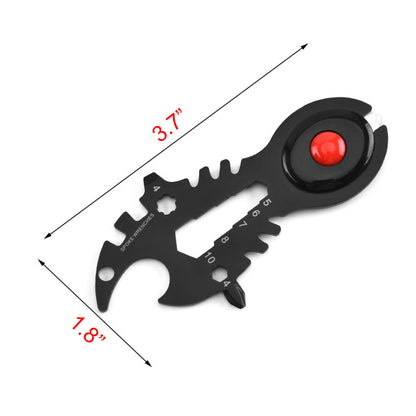 Stainless Steel Fish Bone Shape Multitool Card w/ LED Light