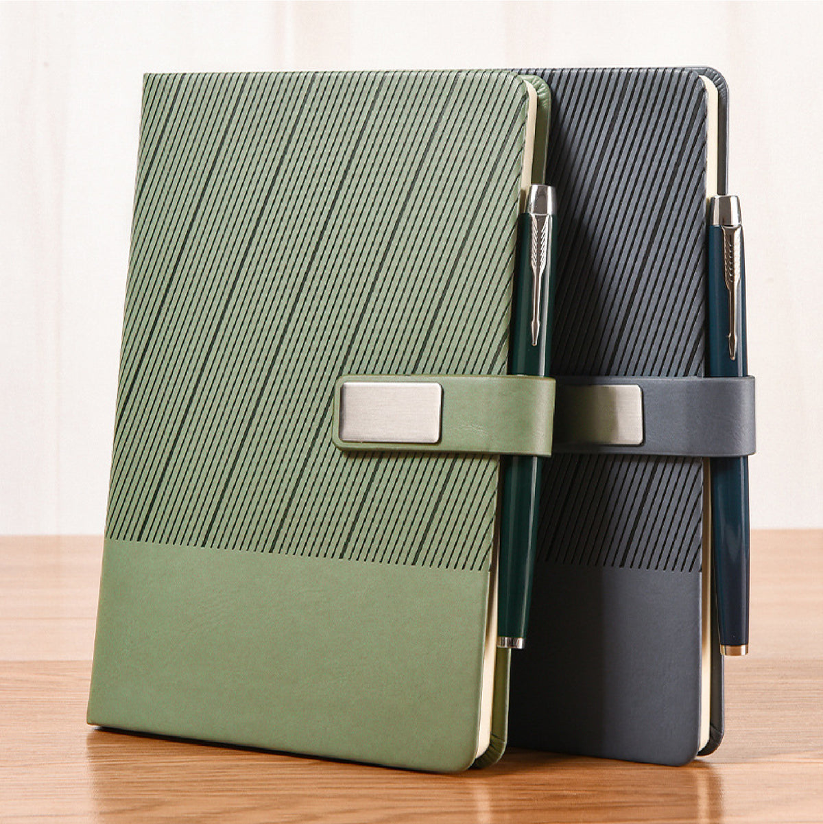 A5 Leatherette College Lined Bound Journal Gift Set Hardcover Writing Notebook w/ Magnetic Clasp Pen