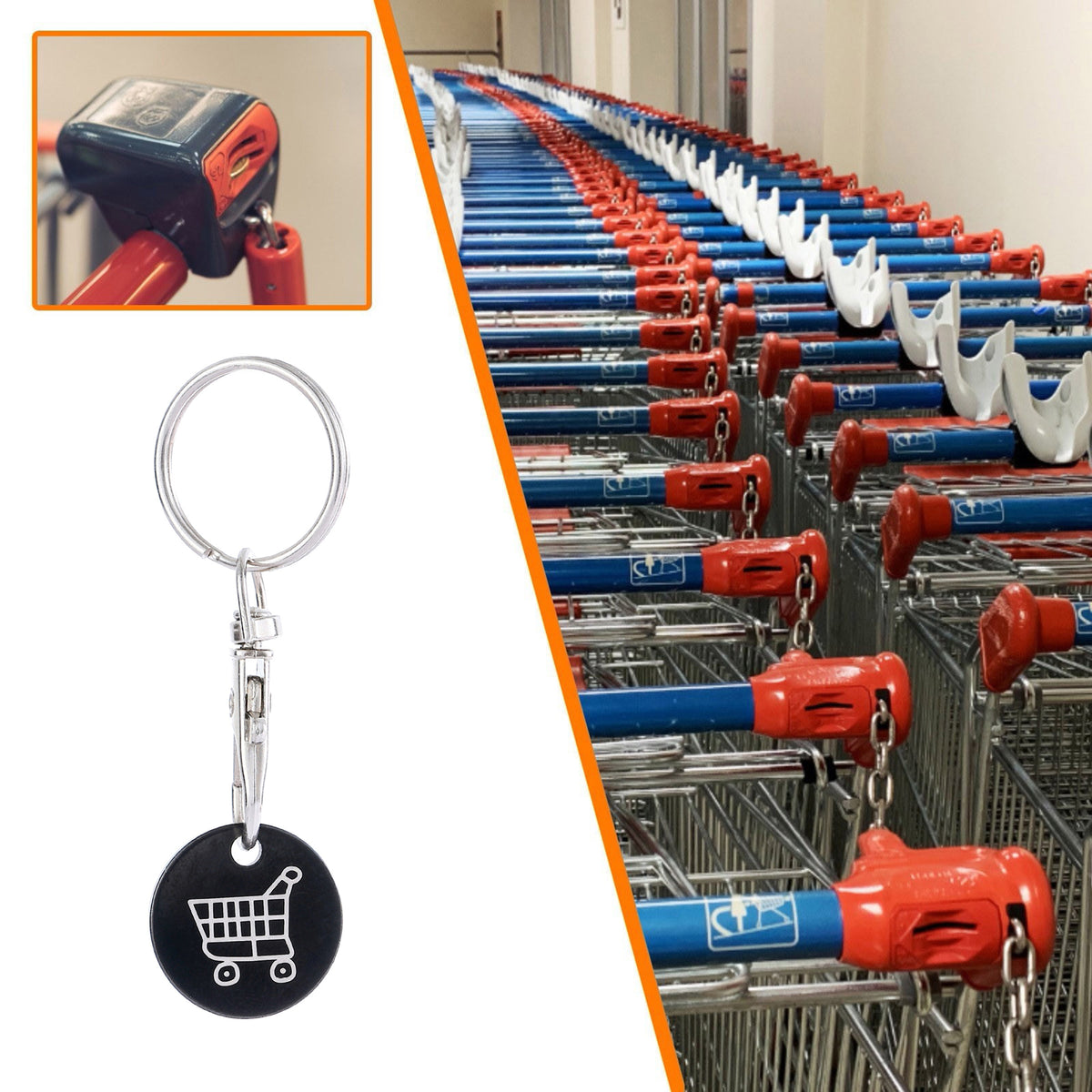 Metal Shopping Cart Trolley Tokens Keychain