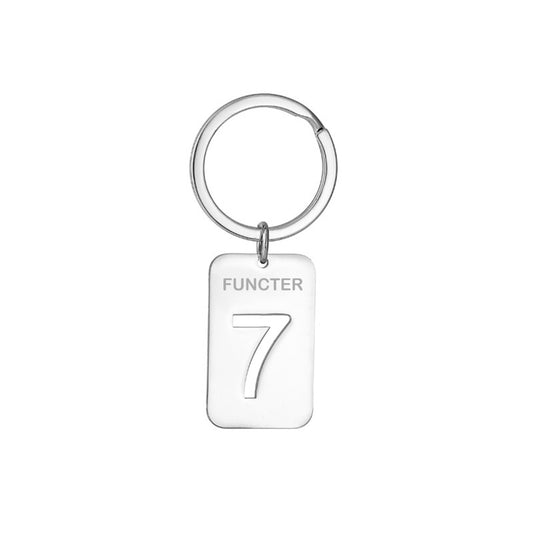 Number 7 Rectangular Tag Keychain 32 x 20 mm