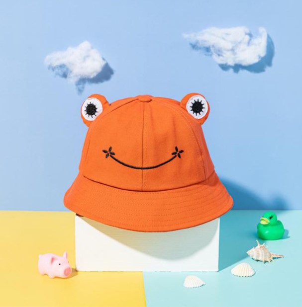 Frog Shape Khaki Bucket Hat /Sun Hat