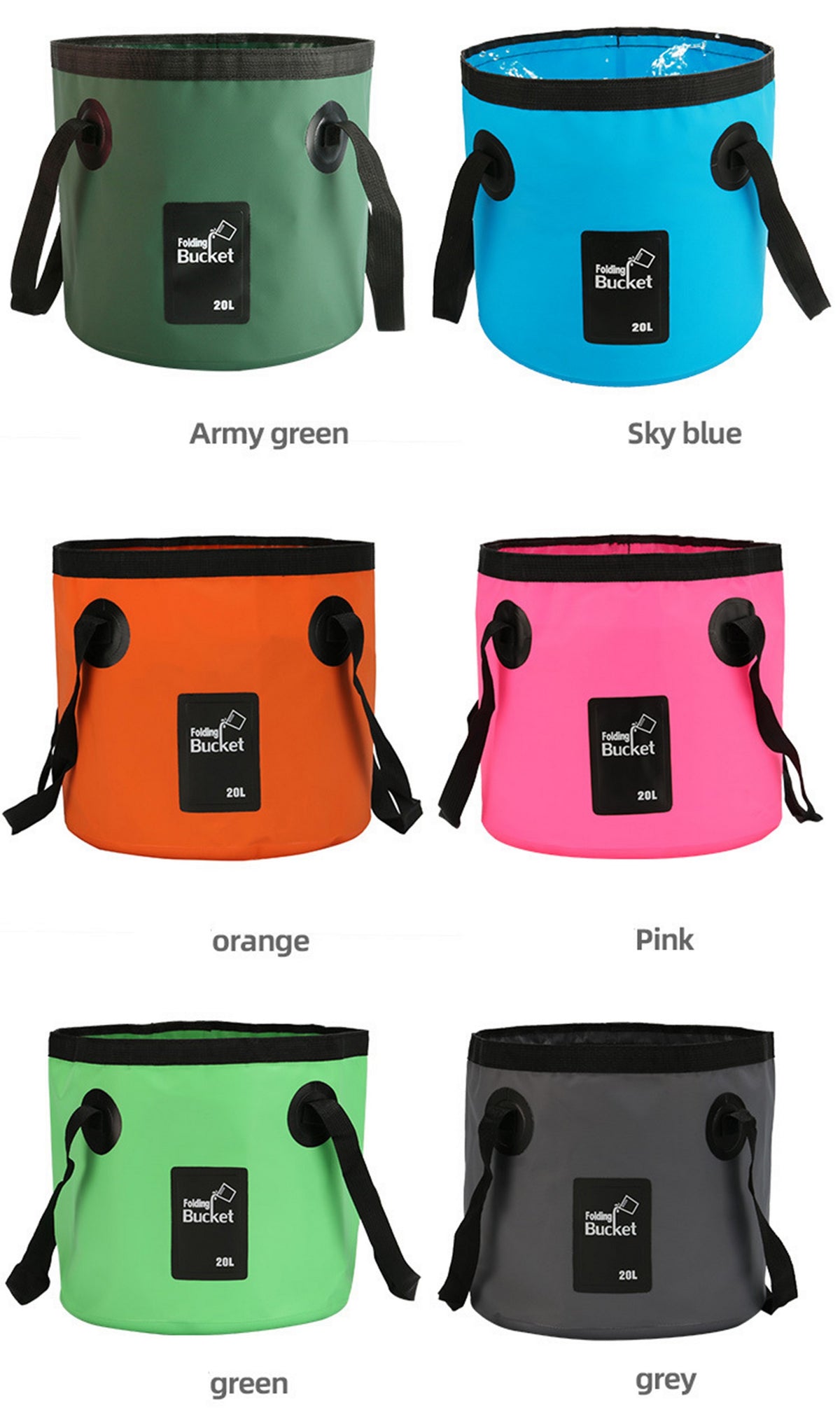Collapsible Bucket 5 Gallon Container Folding Water Bucket Portable Wash Basin 20L