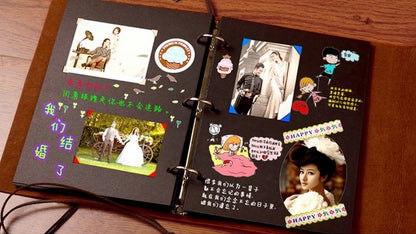 PU Leather Cover Photo Album Self Adhesive Scrapbook Colletctor Book With Writing Space