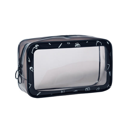 PVC Double Zippered Toiletry Bag Makeup Bag Handle Bag
