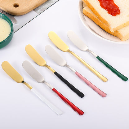 304 Stainless Steel Butter Spreader Iridescent Color Jam Spreader Silver Handle