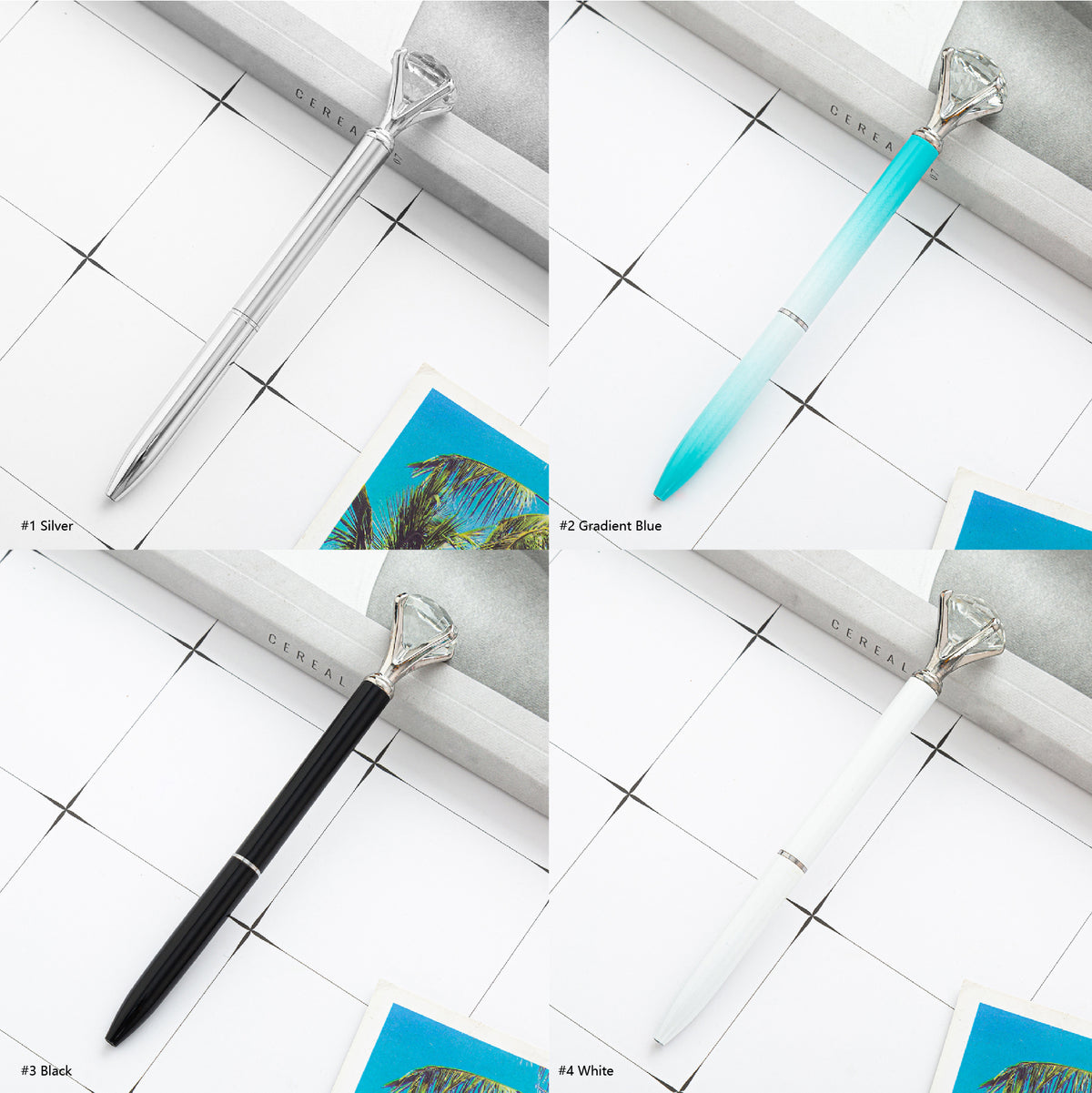 Diamond Pen Silver Pen Barrel Metal Bling Pen Diamond Top Ballpoint Pen