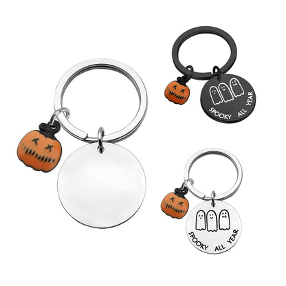 Halloween Ghost Keychain With Pumpkin Icon