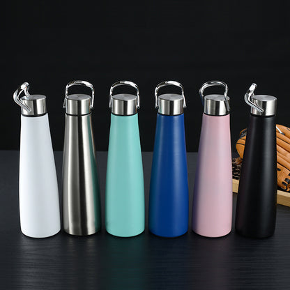 17Oz/500ml Bullet Water Bottle Vacuum Insulated Stainless Steel Bottle Thermal Bottle W/Hanging Hook
