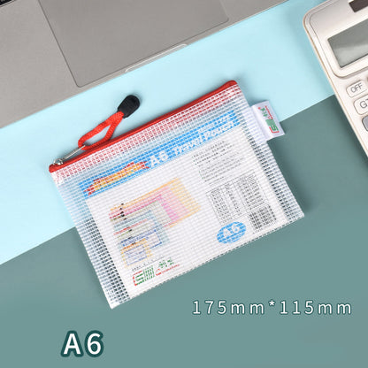 A6 Size Mesh Zipper Pouch Document Holder Bag File Document Pouch For School Office
