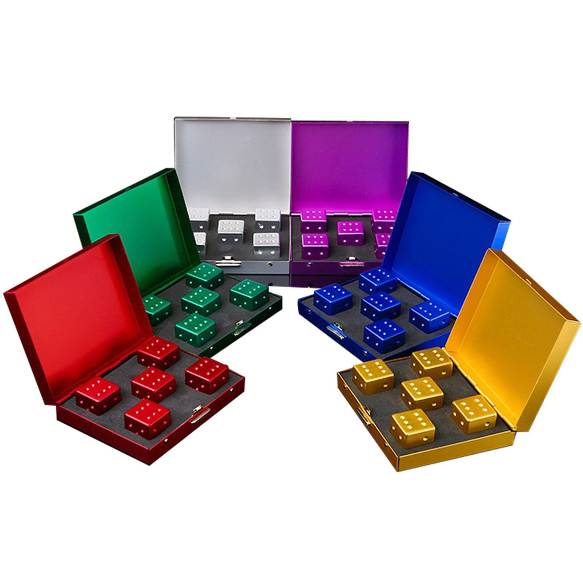 5 Pcs Metal Cube Dice Game Set w/ Metal Container
