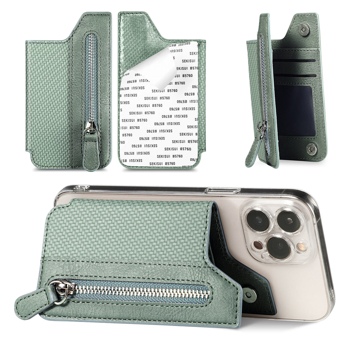Stick-on Phone Wallet, Slim Expandable Credit Card Pocket