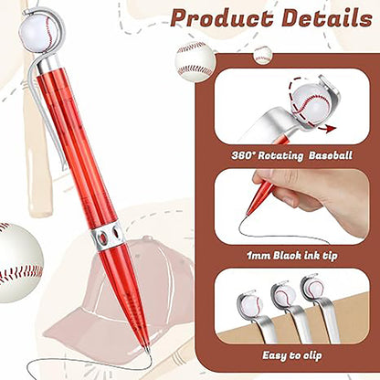 Baseball Head Pen Rotatable Baseball Writing Ballpoint Pens Novelty Plastic Sports Funny Pen