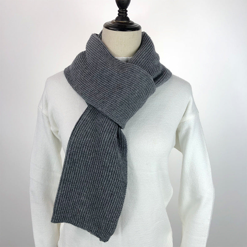 Unisex Long Knitted Plain Scarf - Warm Autumn And Winter Scarf - Tightly-Knitted Core Spun Yarn Scar