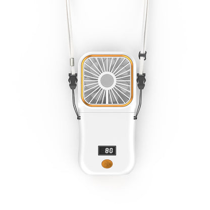 Rechargeable Mini Fan Foldable Fan Hanging Neck Fan With Battery Display With Lanyard