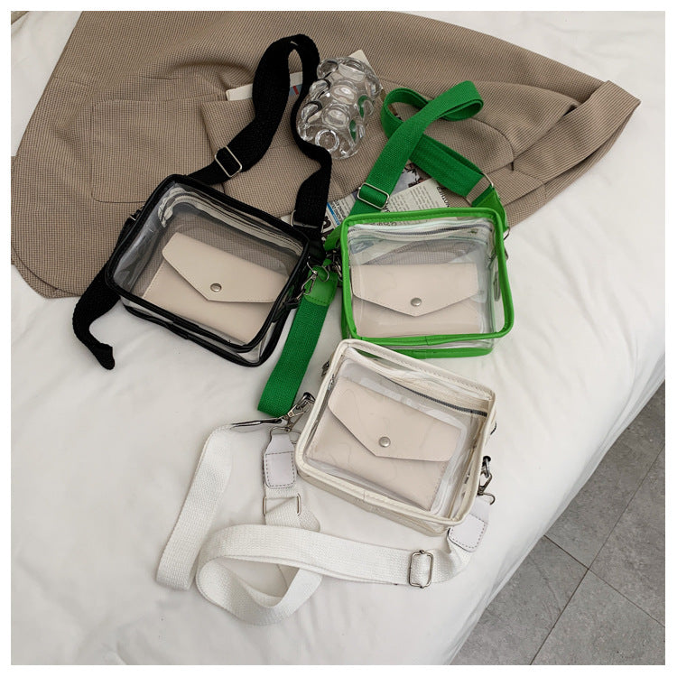 PVC Transparent Crossbody Bag Single Shoulder Bag W/One Separate Pouch