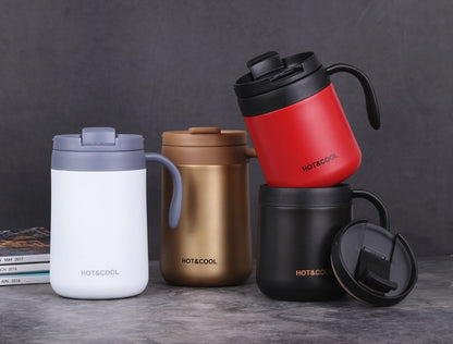 16.9oz/500ML 304 Stainless Steel Tumbler Insulated Vaccum Cup Mug With Flip Lid For Home Office