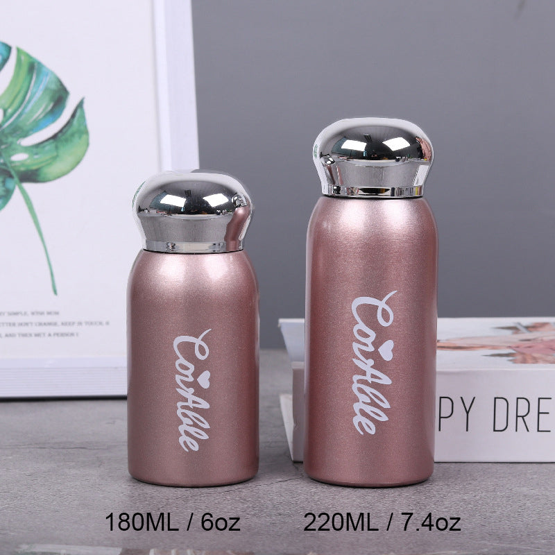 6oz/180ML 304 Stainless Steel Mini Insulated Water Bottle With Screw-on Lid Portable Vaccum Mug