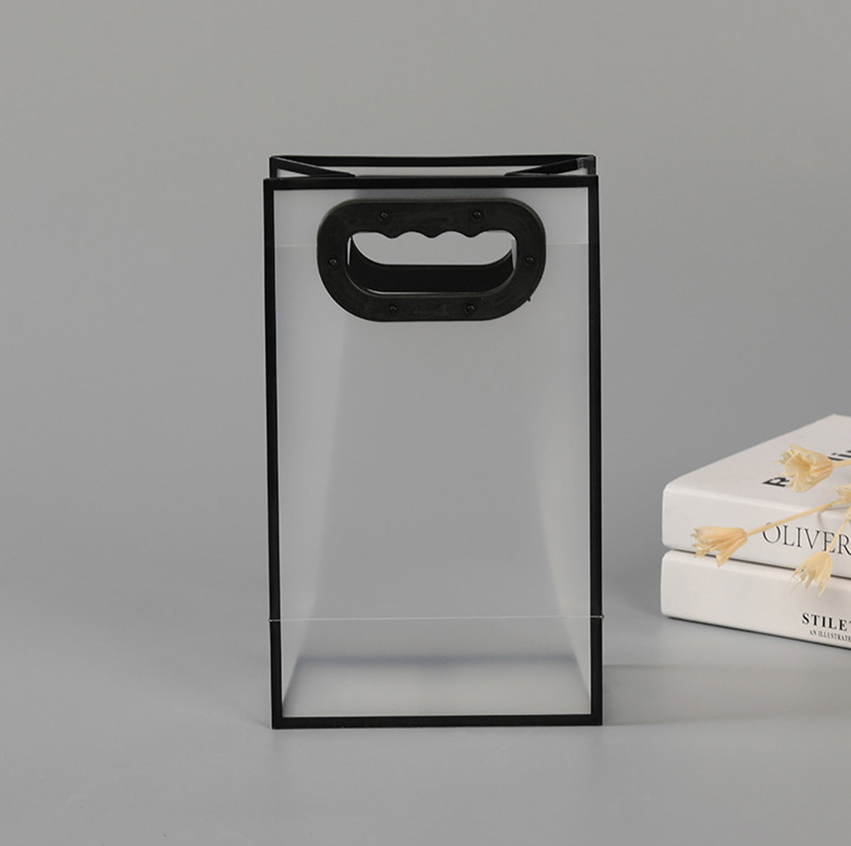 Custom Clear Tote Bag with Handle, Transparent PVC Reusable Gift Wrap Bag