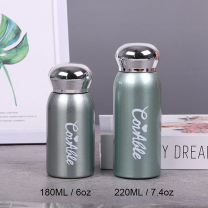 6oz/180ML 304 Stainless Steel Mini Insulated Water Bottle With Screw-on Lid Portable Vaccum Mug