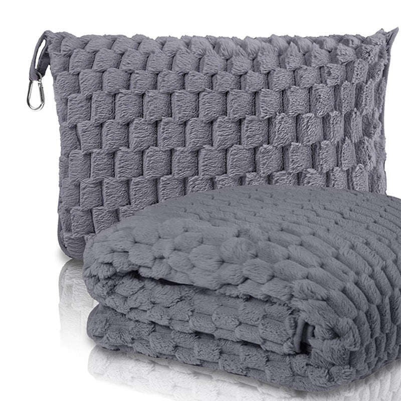 Bubble textured Travel Blanket for Airplane, Car, and Outdoor Use W/ Storage Pouch & Carabiner