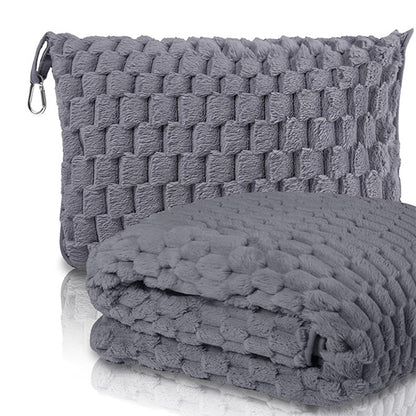 Bubble textured Travel Blanket for Airplane, Car, and Outdoor Use W/ Storage Pouch & Carabiner
