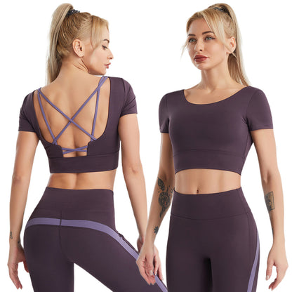 Women's Yoga Sports Bra Strappy Bralette Bra Running Vest Athletic Shirt