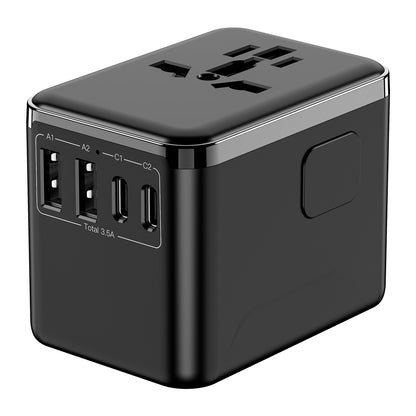 FCC Universal Travel Adapter W/2 USB Ports & 2 Type C Ports