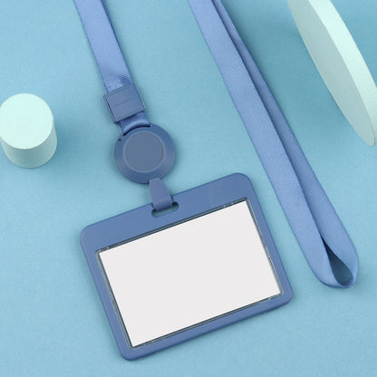 Plastic Horizontal Badge Holder With Retractable Lanyard