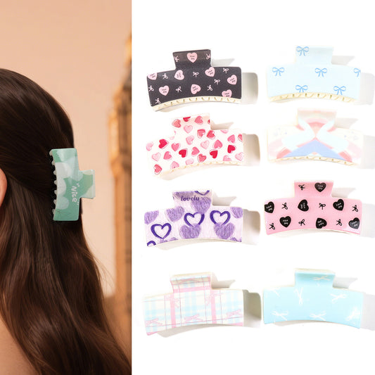 Square Hair Claw Clip With Heart-shaped